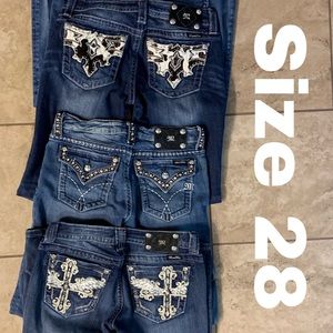 Miss Me jeans. 4 PAIR of Size 28 (34 inseam) Boot
